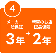メーカー保証3年+新車のお店最長保証2年