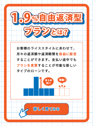 ライフスタイルに合わせて、月々の返済額や返済期間を自由に設定できる